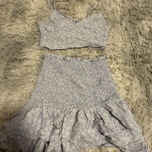 Floral Blue Skirt Set